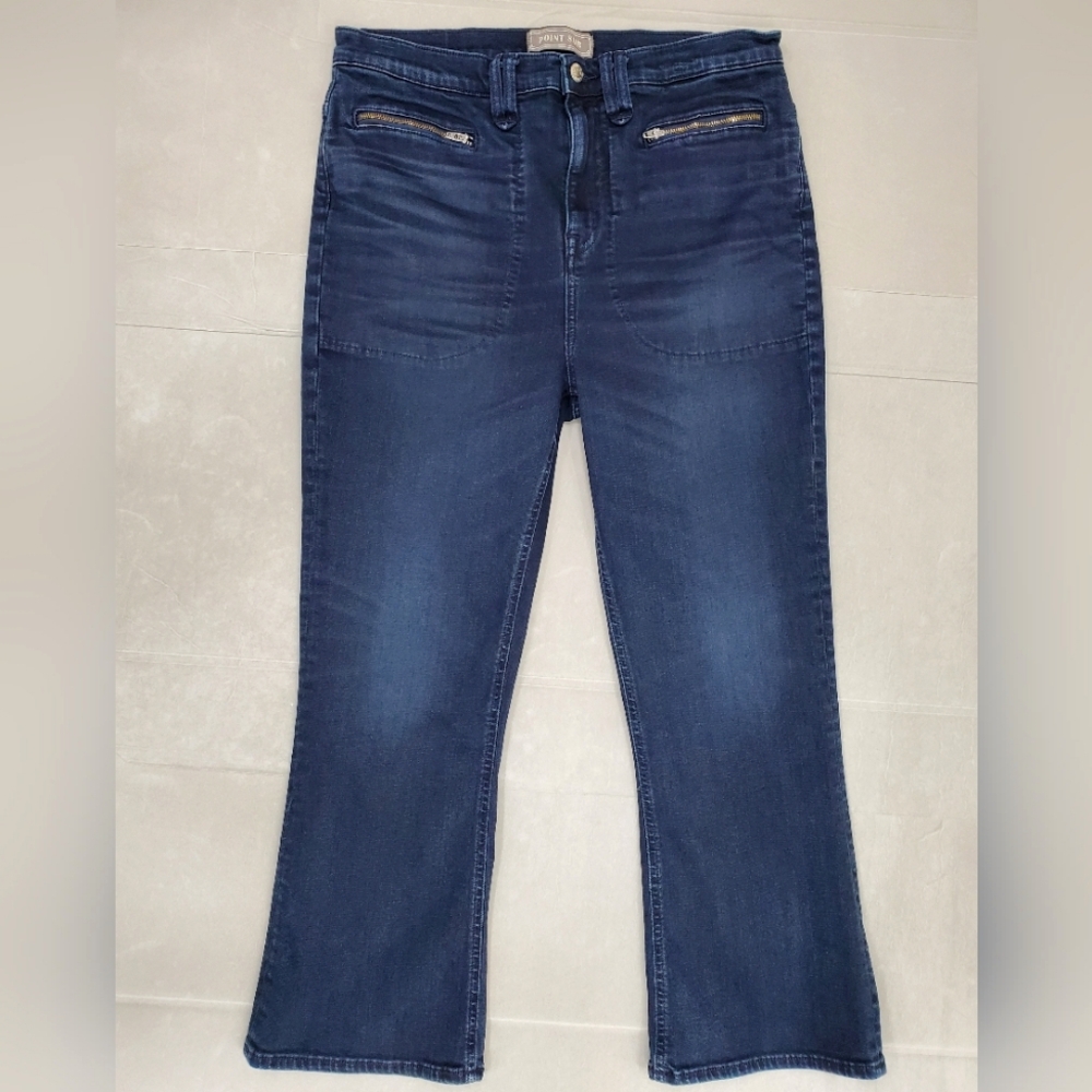 Point Sur Denim Jeans women's size 31 dark wash 10" Demi Boot ankle cropped